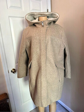 Nine West Hooded Faux Wool Fleece Lined Hood Coat XXL Like New